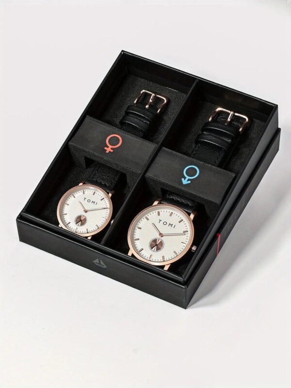 TOMI T-072 Couple Watch Chronograph Quartz Leather Straps - Tomi Watches