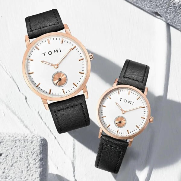 TOMI T-072 Couple Watch Chronograph Quartz Leather Straps - Tomi Watches