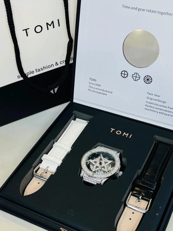 TOMI Iced Out Spinner Face Gear Silver - Tomi Watches