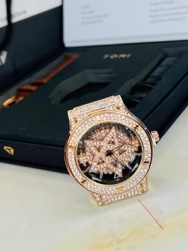 TOMI Iced Out Spinner Face Gear RoseGold - Tomi Watches