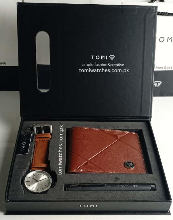 TOMI T-084 3PCS  Gift Box Set with Watch, Wallet & Pen | The Tomi Watches - Image 2