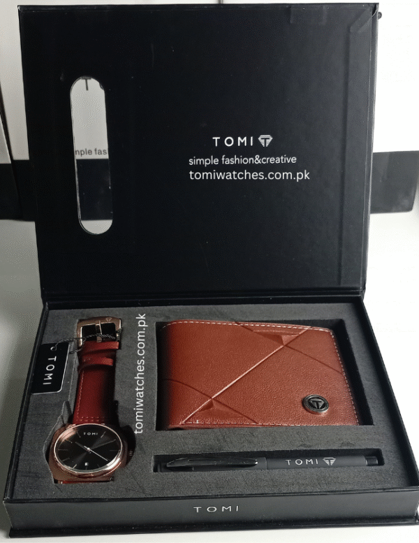 TOMI T-084 3PCS  Gift Box Set with Watch, Wallet & Pen | The Tomi Watches - Image 4