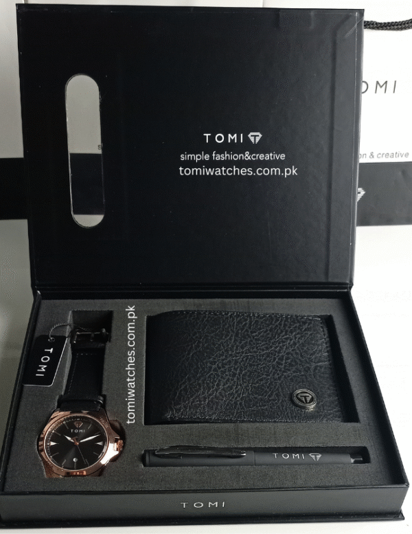 TOMI T-041 3PCS  Gift Box Set with Watch, Wallet & Pen | The Tomi Watches - Image 2