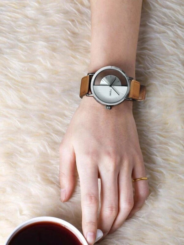 TOMI T-080 Unisex Fashion Watch – Half Transparent Dial, Leather Strap, Water-Resistant - Image 8