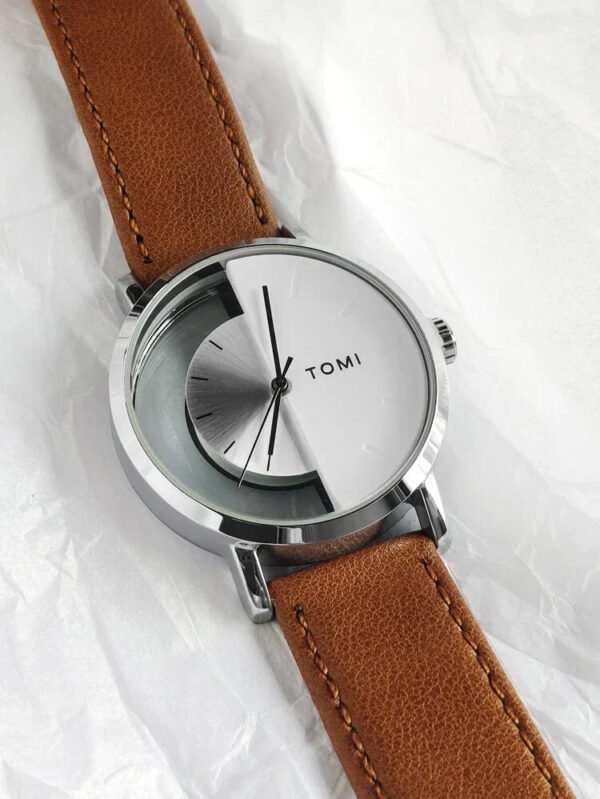 TOMI T-080 Unisex Fashion Watch – Half Transparent Dial, Leather Strap, Water-Resistant - Image 15