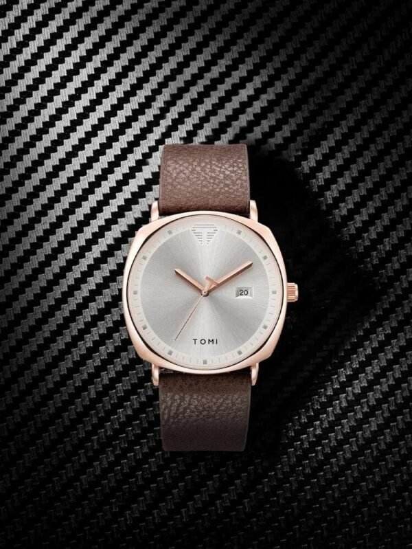 TOMI T-044 Men's Watch Quartz Date Leather Strap - Tomi Watches