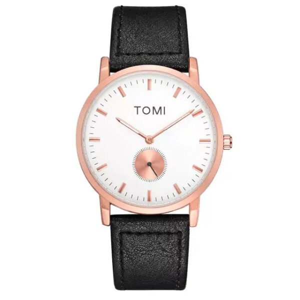 TOMI T-072 Slim Dial Quartz Watch – Leather Strap, Unisex Fashion