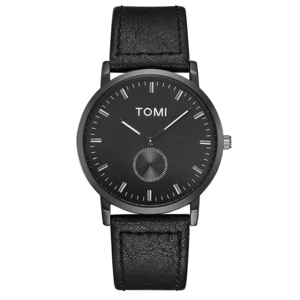 TOMI T-072 Chronograph Watch Slim Dial Quartz Leather Strap - Tomi Watches
