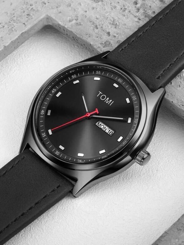 TOMI T-030 Men's Watch Date Day Quartz Leather Straps - Tomi Watches