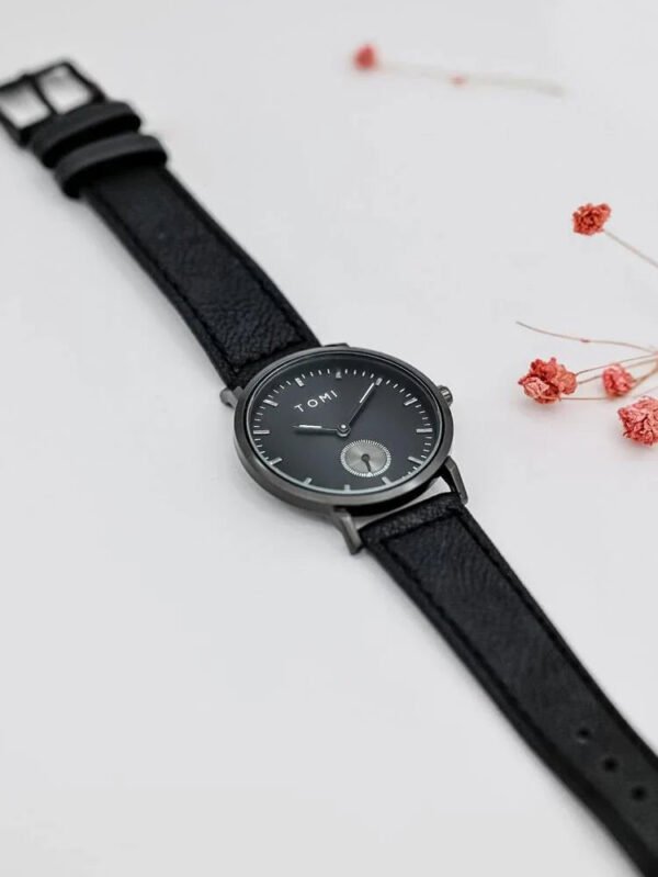 TOMI T-072 Slim Dial Quartz Watch – Leather Strap, Unisex Fashion - Image 8