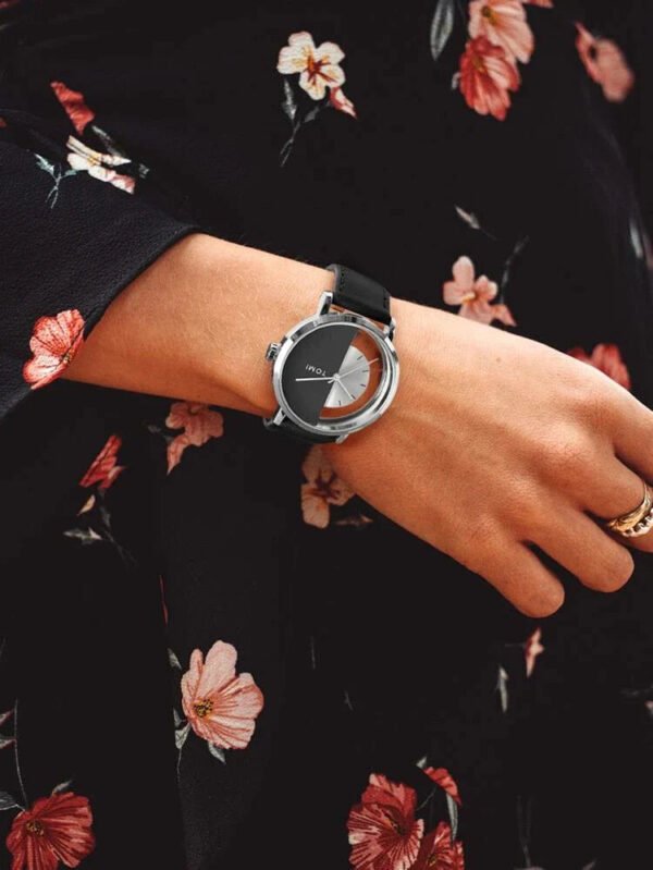 TOMI T-080 Unisex Fashion Watch – Half Transparent Dial, Leather Strap, Water-Resistant - Image 7