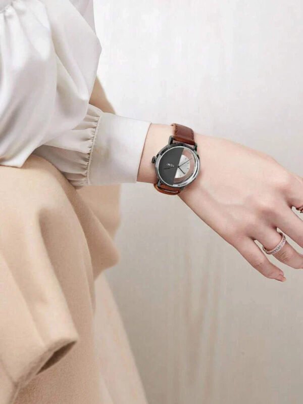 TOMI T-080 Unisex Fashion Watch – Half Transparent Dial, Leather Strap, Water-Resistant - Image 10