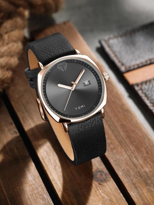 TOMI T-044 Men's Watch Quartz Date Leather Strap - Tomi Watches