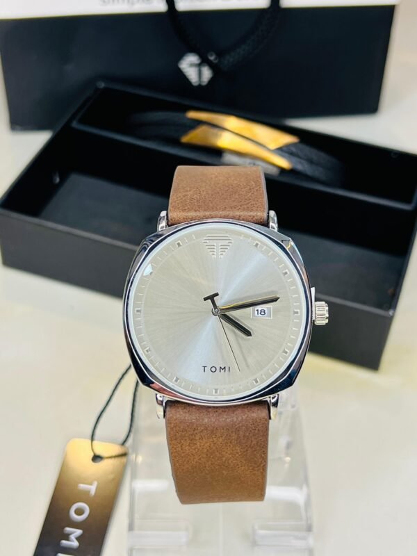 Tomi T-044 Brown Silver Watch Bracelet Set - Tomi Watches