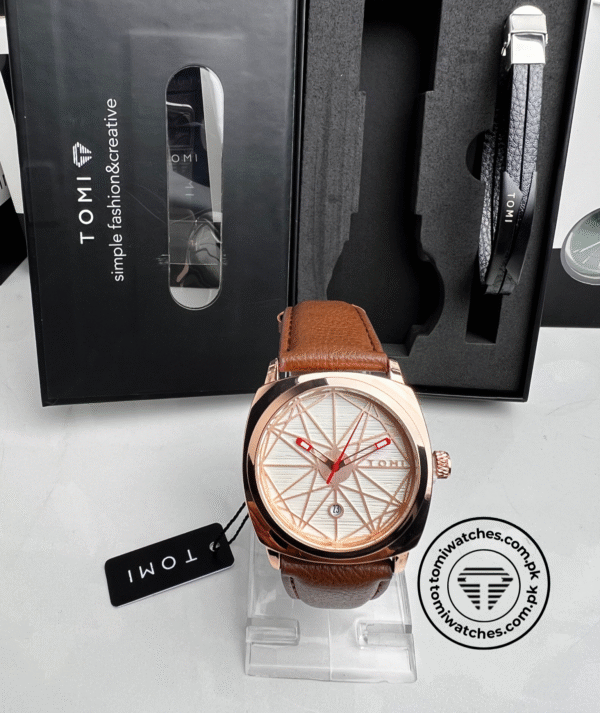 TOMI T-112 Stylish Men's Watch with Bracelet Gift Set | The Tomi Watches - Image 3