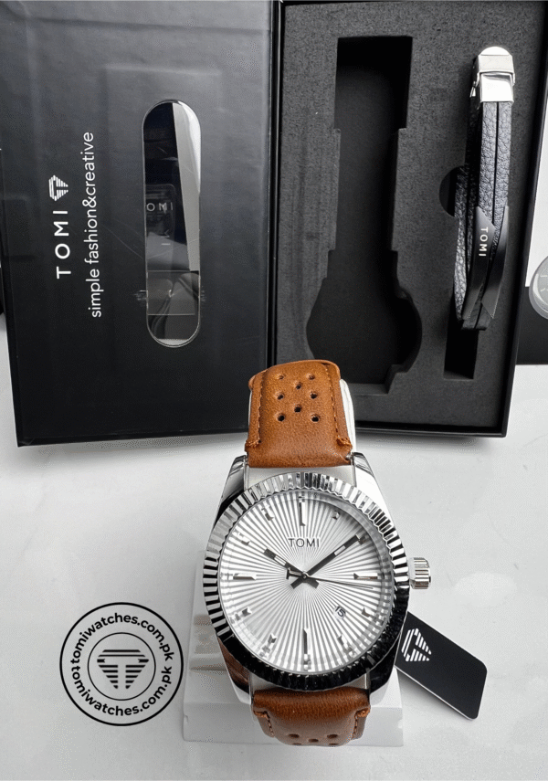 TOMI T-098 Stylish Men's Watch & Bracelet Gift Set | The Tomi Watches - Image 3