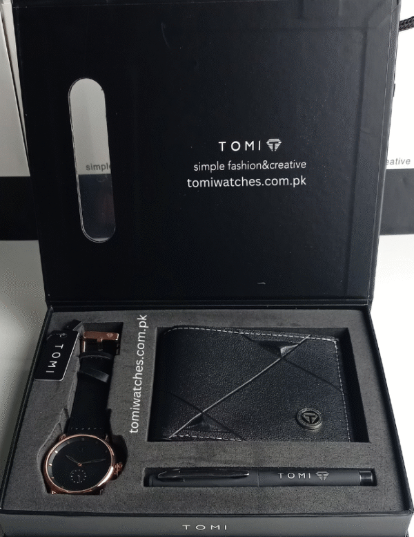 TOMI T-037 3PCS  Gift Box Set with Watch, Wallet & Pen | The Tomi Watches - Image 3