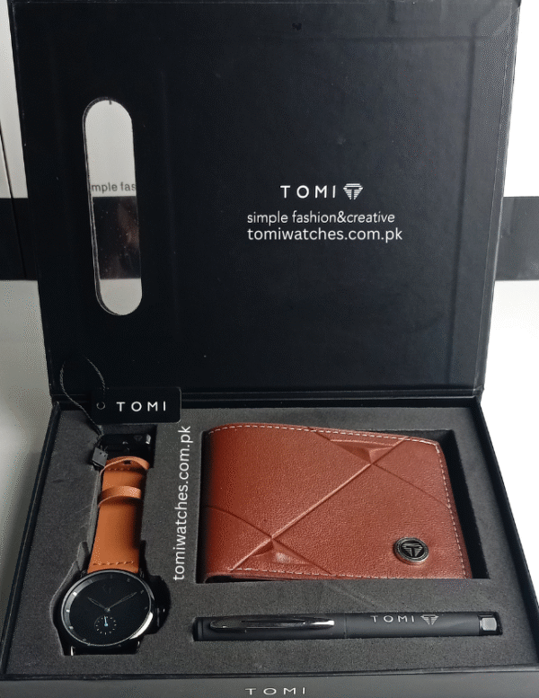 TOMI T-037 3PCS  Gift Box Set with Watch, Wallet & Pen | The Tomi Watches - Image 2