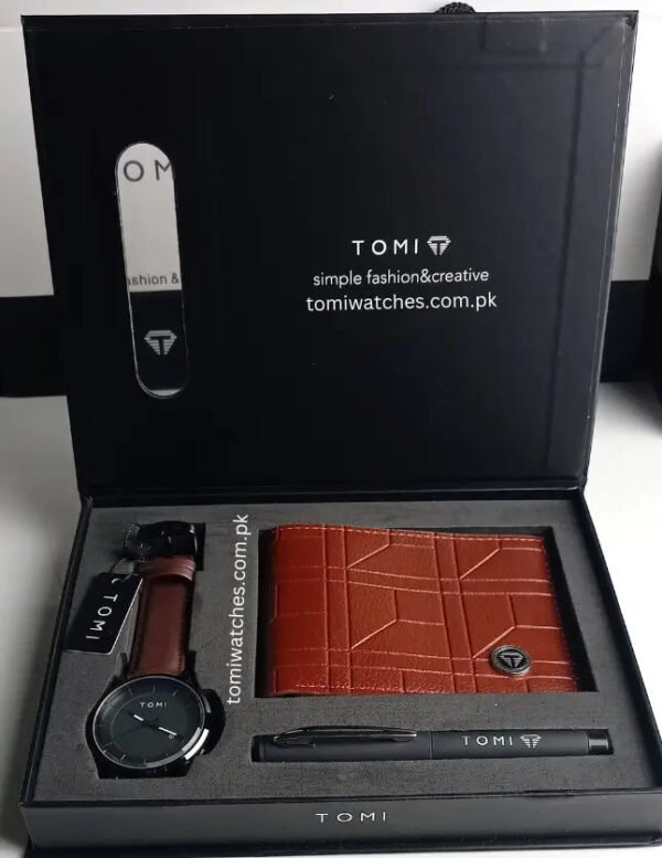 TOMI T-101 Gift Set – Watch, Leather Wallet & Pen for Men | The Tomi Watches - Image 6