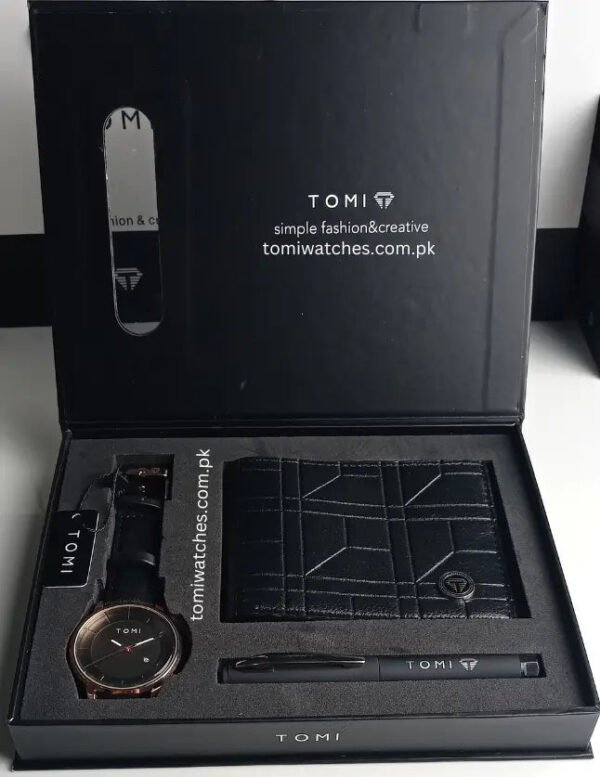 TOMI T-101 Gift Set – Watch, Leather Wallet & Pen for Men | The Tomi Watches - Image 5