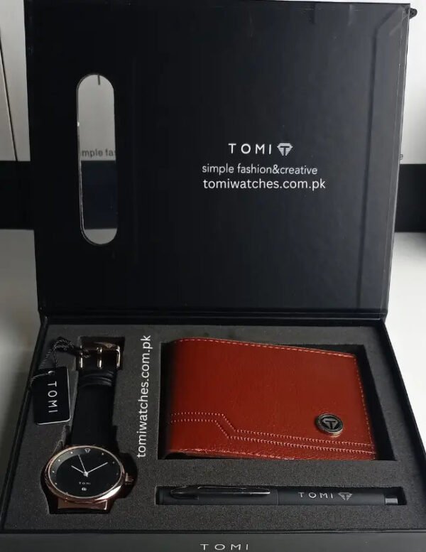 EliteWrist TOMI T-091 Luxury Gift Set – Wallet, Pen & Quartz Watch | The Tomi Watches - Image 5