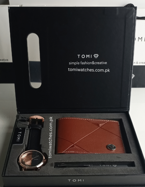 TOMI T-080 3PCS Gift Box Set with Watch, Wallet & Pen | The Tomi Watches - Image 3