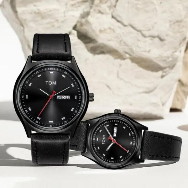 TOMI T-030 Couple Watch Date Day Leather Straps - Tomi Watches