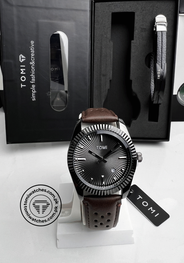TOMI T-098 Stylish Men's Watch & Bracelet Gift Set | The Tomi Watches - Image 2