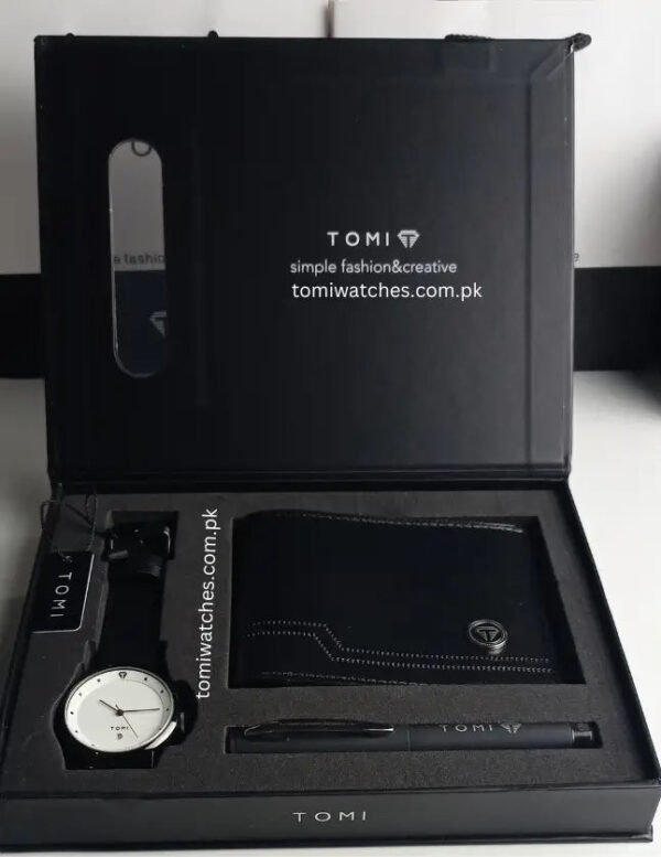 EliteWrist TOMI T-091 Luxury Gift Set – Wallet, Pen & Quartz Watch | The Tomi Watches - Image 3