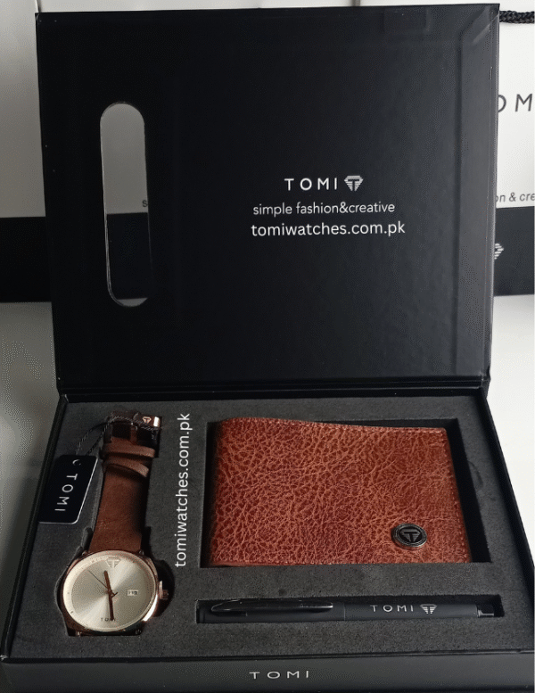 TOMI T-044 3PCS Gift Box Set with Watch, Wallet & Pen | The Tomi Watches - Image 3