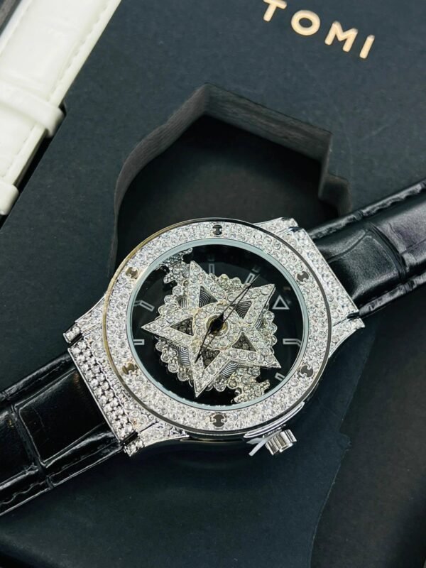 TOMI Iced Out Spinner Face Gear Silver - Tomi Watches
