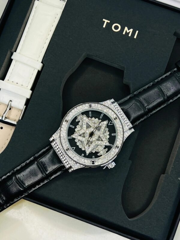 TOMI Iced Out Spinner Face Gear Silver - Tomi Watches