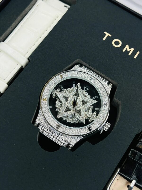 TOMI Iced Out Spinner Face Gear Silver - Tomi Watches