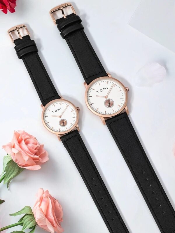 TOMI T-072 Couple Watch Chronograph Quartz Leather Straps - Tomi Watches