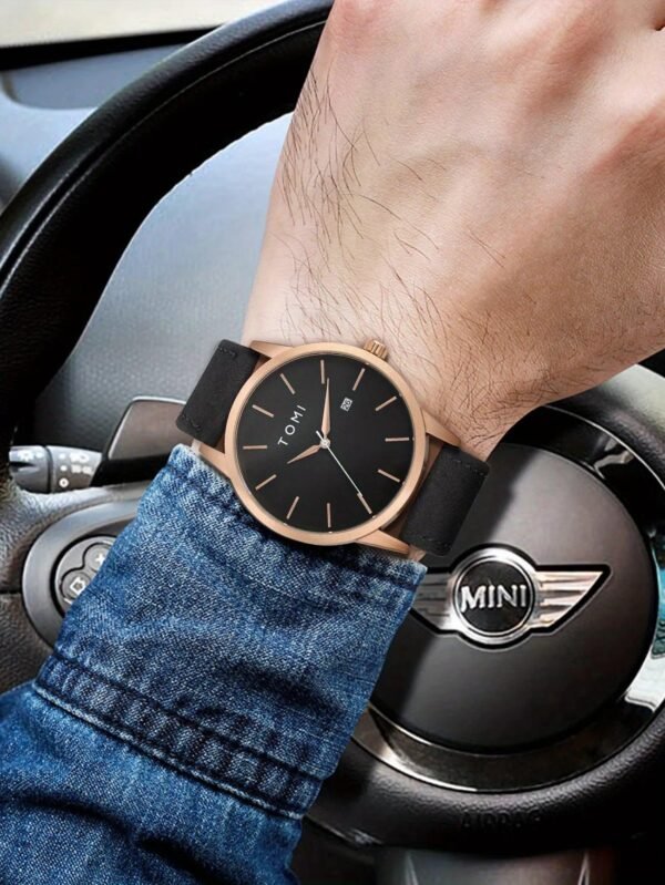 TOMI T-071 Watch For Men Date Quartz Round Shape - Tomi Watches