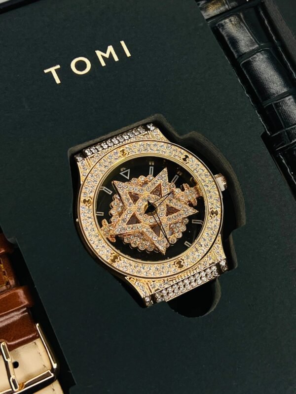 TOMI Iced Out Spinner Face Gear RoseGold - Tomi Watches