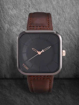 EliteWrist TOMI T-093 Men's Luxury Square Dial Leather Watch | The Tomi Watches