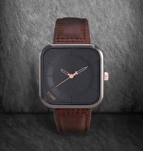 EliteWrist TOMI T-093 Men's Luxury Square Dial Leather Watch | The Tomi Watches