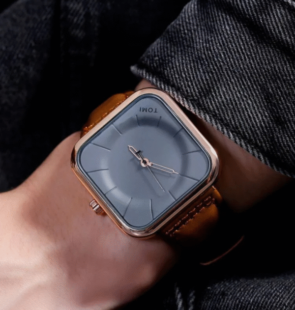 EliteWrist TOMI T-093 Men's Luxury Square Dial Leather Watch | The Tomi Watches - Image 2
