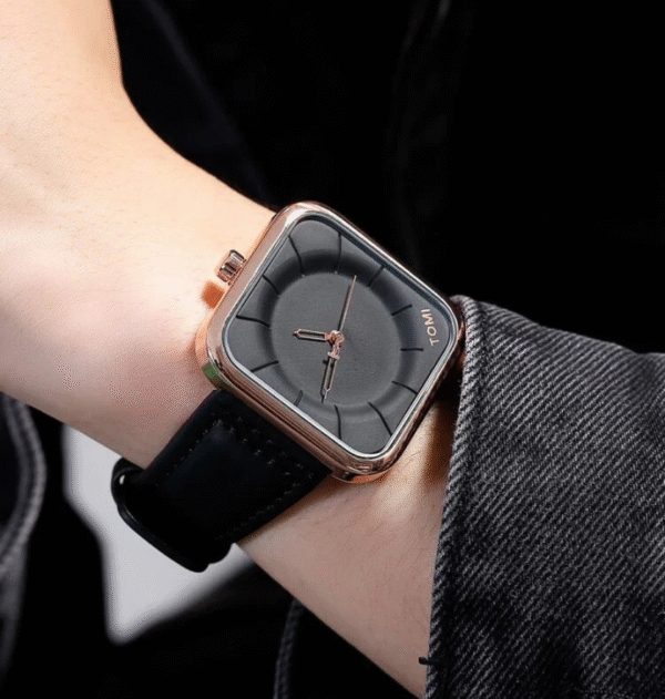 EliteWrist TOMI T-093 Men's Luxury Square Dial Leather Watch | The Tomi Watches - Image 3