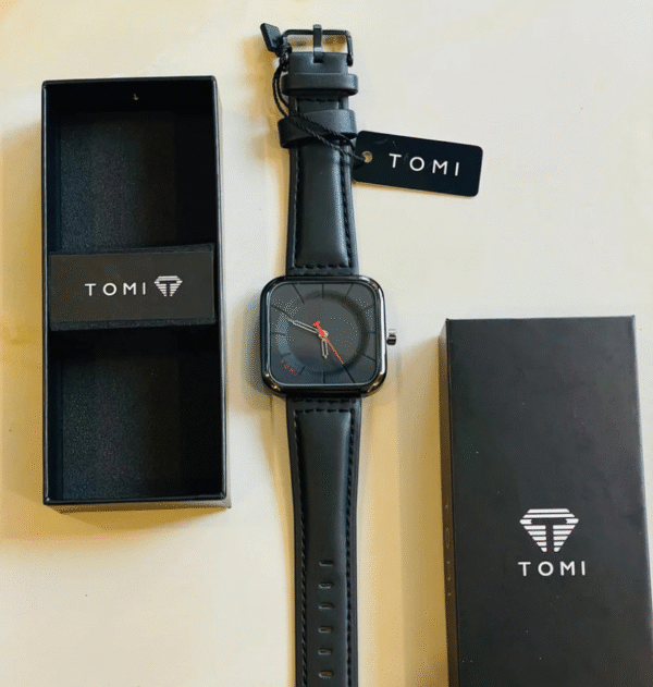 EliteWrist TOMI T-093 Men's Luxury Square Dial Leather Watch | The Tomi Watches - Image 4