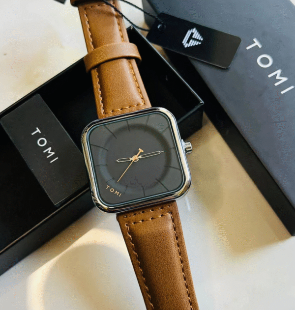 EliteWrist TOMI T-093 Men's Luxury Square Dial Leather Watch | The Tomi Watches - Image 5