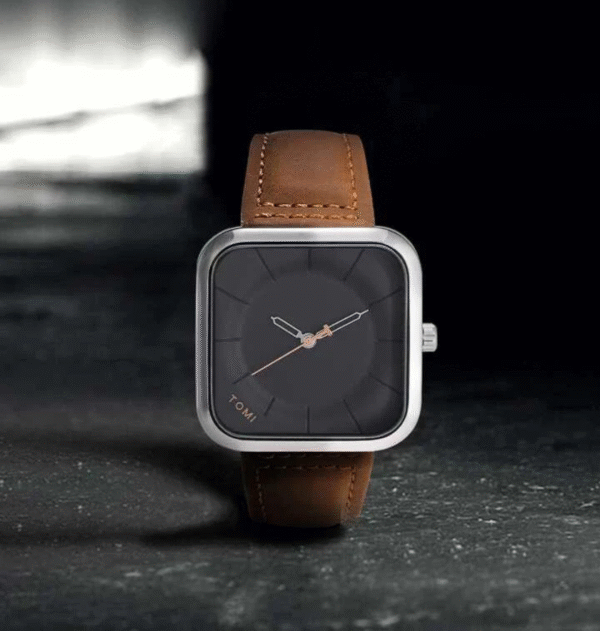 EliteWrist TOMI T-093 Men's Luxury Square Dial Leather Watch | The Tomi Watches - Image 6