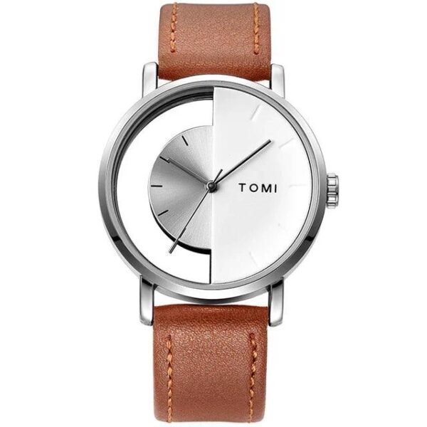 TOMI T-080 Unisex Watch Half Transparent Leather Strap - Tomi Watches