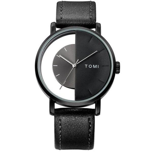 TOMI T-080 Unisex Watch Half Transparent Leather Strap - Tomi Watches