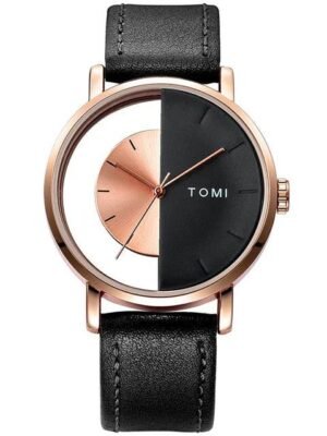 TOMI T-080 Unisex Watch Half Transparent Leather Strap - Tomi Watches