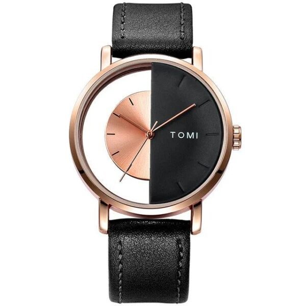 TOMI T-080 Unisex Watch Half Transparent Leather Strap - Tomi Watches