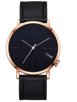 Black Gold TOMI T-082 Round Dial Quartz Slim Dial Watch - Tomi Watches