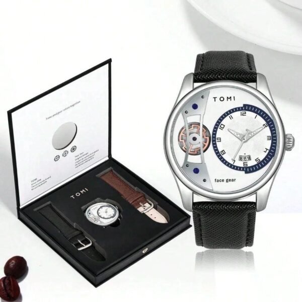 TOMI T-105 Face Gear Dual Strap Luxury Watch - Tomi Watches