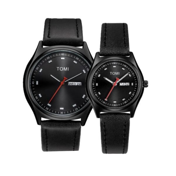 TOMI T-030 Couple Watch Date Day Leather Straps - Tomi Watches